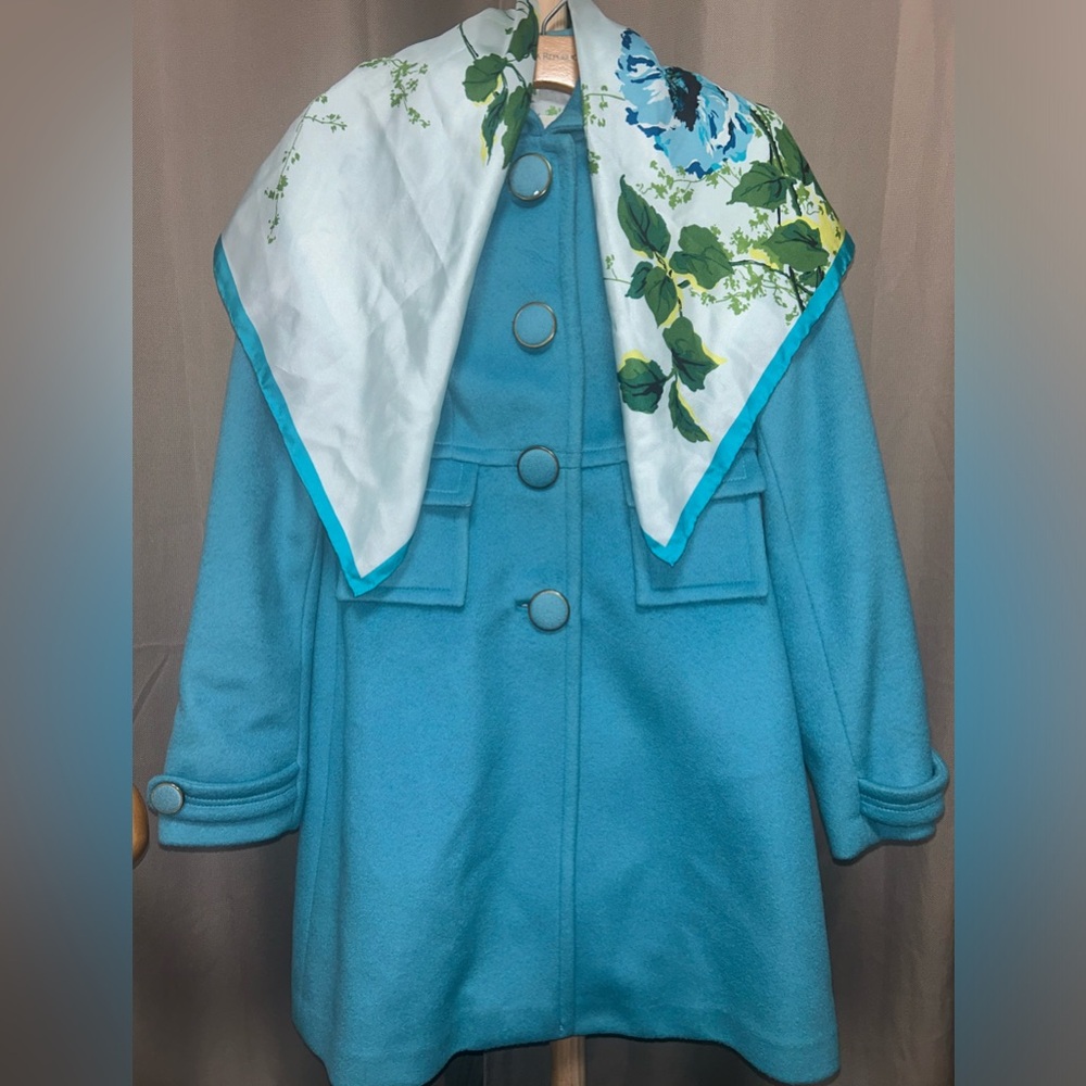 Banana Republic Womens Wool Blend Peacoat Size XS Long Jacket Floral Lining